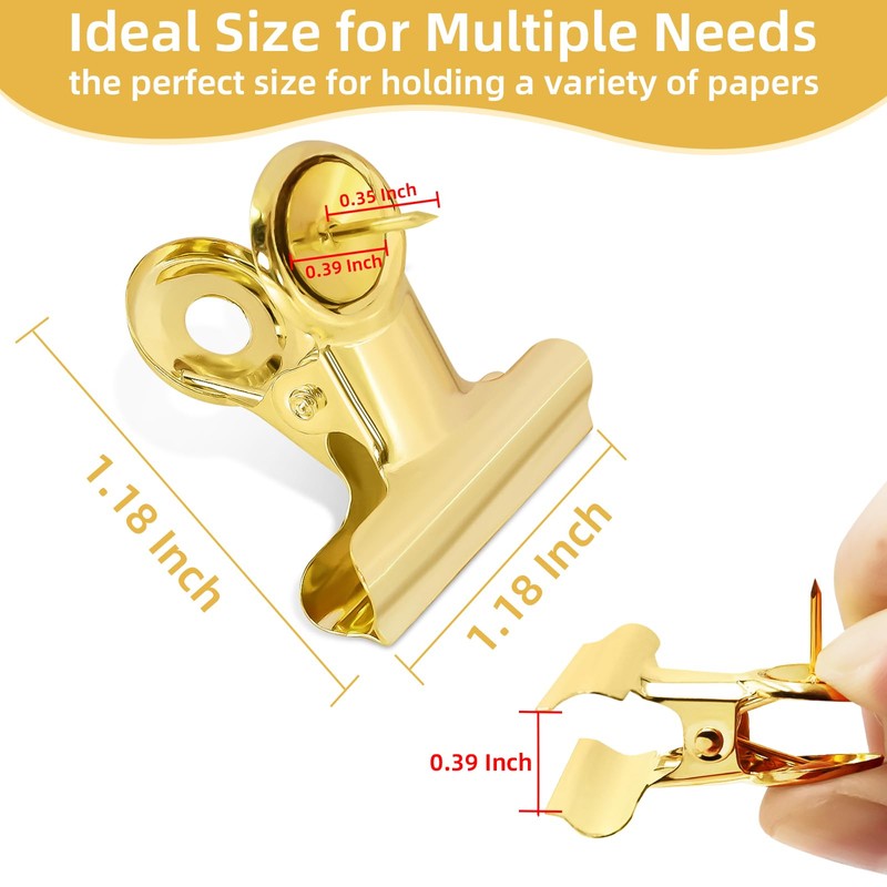 Golden Push Pins Clips (30 Pcs), Upgraded Thumb Tacks with