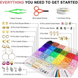 4200 Pcs Clay Beads Bracelet Making Kit with Charms - Friendship Preppy Flat Polymer Heishe Beads Jewelry Kits for Kids