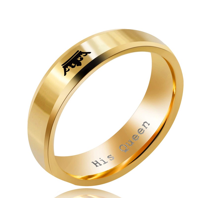 Uloveido Gold King Queen Couple Rings for Him and Her