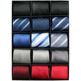kaxilu Mens Neckties Men's Adjustable Pretied Ties Set,15pcs Assorted Zipper Ties for Men, Silky Zip Up Ties