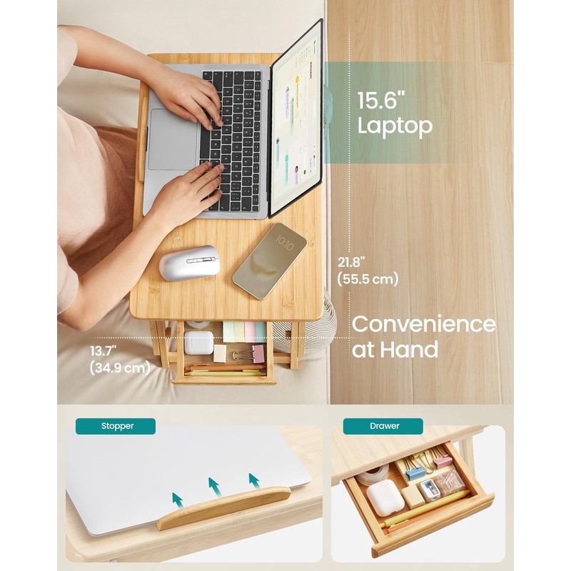 SONGMICS Bed Laptop Desk, Folding Bed Tray for Laptop up