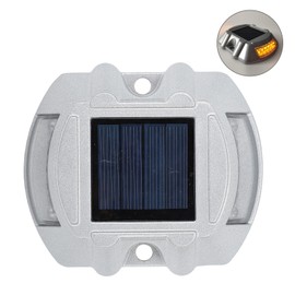 Solar Deck Lights Silver Aluminium Alloy High Brightness LED Solar Road Stud For Outdoor Pathway Walkway Stair Yellow Light