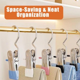 Genérico Space-Saving Clothes and Hat Storage Hook, Anti Rust Clips for Clothes, Heavy Duty Metal Hook Clips with Non-Slip Grip for Closet, Laundry, Boots, Socks, Towels, Travel Use (A-Black,20 PCS)