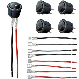 Mini Switch, Set of 5, Switch Toggle, Switch Wire, Off Toggle Switch, Rocker Switch, Soldered Wire, Electric Tools, Small Appliances, Lamps, Car Lighting, etc. (Red + Black)