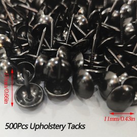 500Pcs Upholstery Decorative Tacks, NIANAN 11 * 17mm Black Antique Furniture Nails Pins Metal Sofa Thumb Tacks with Storage Box Nails Pins for Upholstered Furniture Cork Board