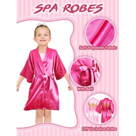 Jecery 7 Pcs Birthday Squad Robe Birthday Princess Robe Spa Party Supplies Unicorn Slumber Pajamas for Girls(Rose Red, Size 14)