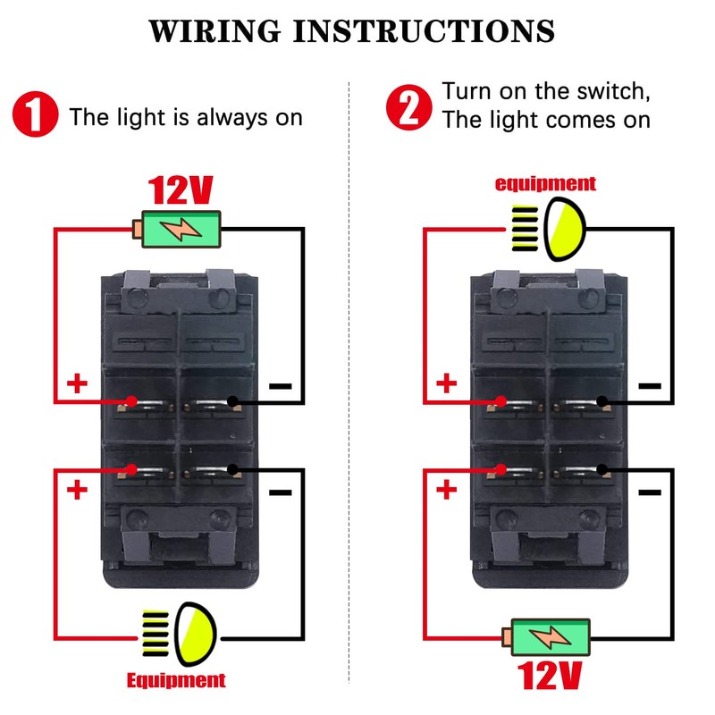 Taiss RK1-06N-BU Boat Marine Illuminated Rocker Switch 12V 20A 4Pin