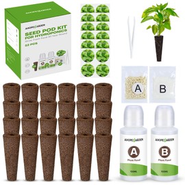 Ahopegarden 52PCS Hydroponics Pods Kit: Compatible with Aerogarden, Includes 24 Grow Sponges, 24 Pods Labels, 4 A&B Plant Food - Hydroponics Supplies for Most Brands