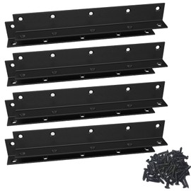 L Bracket,Heavy Duty Corner Brace,Stainless Steel Corner Bracket,Black Large Angle Brackets, Metal Braces for Wood Aufuga (4, 8*1*1inch)