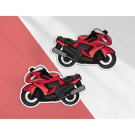 2 x 10cm Wide Red Motorbike Vinyl Stickers - Bike Motorcycle Biker Men Boys #76977