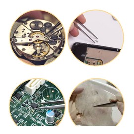 Professional Pointed Tip Tweezers Precision Stainless Steel Sharp and Perfect (Black, One size)