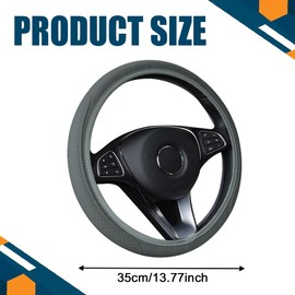 Car Steering Wheel Cover, Universal 14.5-15 Inch Gray Leather Steering Wheel Wrap with Better Sport Grip for Men Women, Anti-Slip Breathable Car Interior Accessories for Most Vehicles (Gray)