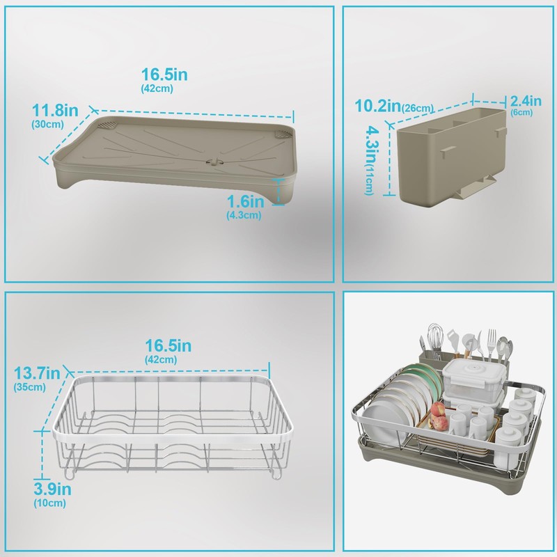 HOMEBOSILY Dish Drying Rack - 304 Stainless Steel Dish Rack,
