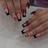 BABALAL Press on Nails Long Square Fake Nails Black French