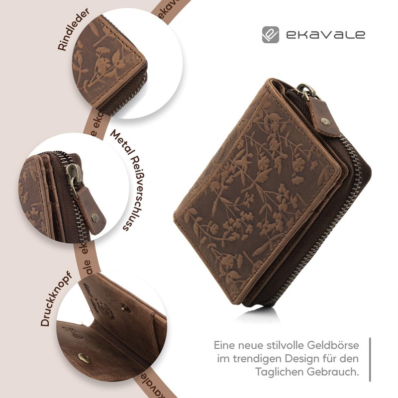 ekavale Small Practical Women's Leather Wallet with RFID Protection, Small