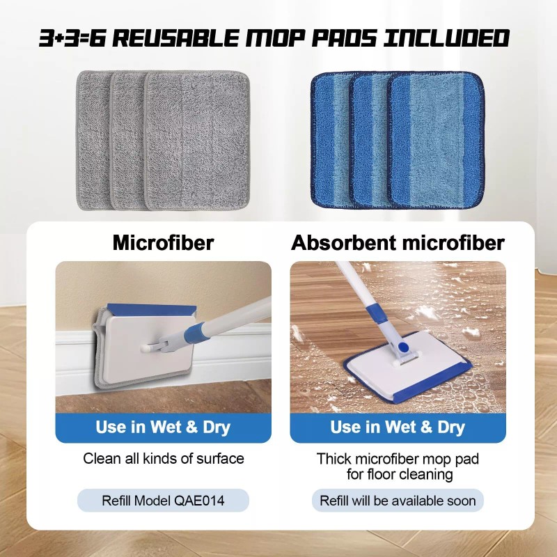 Qaestfy Baseboard Cleaner Tool with Handle, Wall Floor Mop with