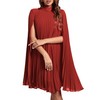 Rooscier Women's Mock Neck Cloak Sleeve Pleated Keyhole Back Flowy