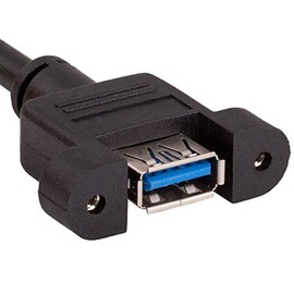 CableLeader 3ft USB 2.0 High-Speed Type A Male to Female Extension Cable with Panel-Mount and Screws, Compatible with Keyboard, Mouse, Flash Drive, Black