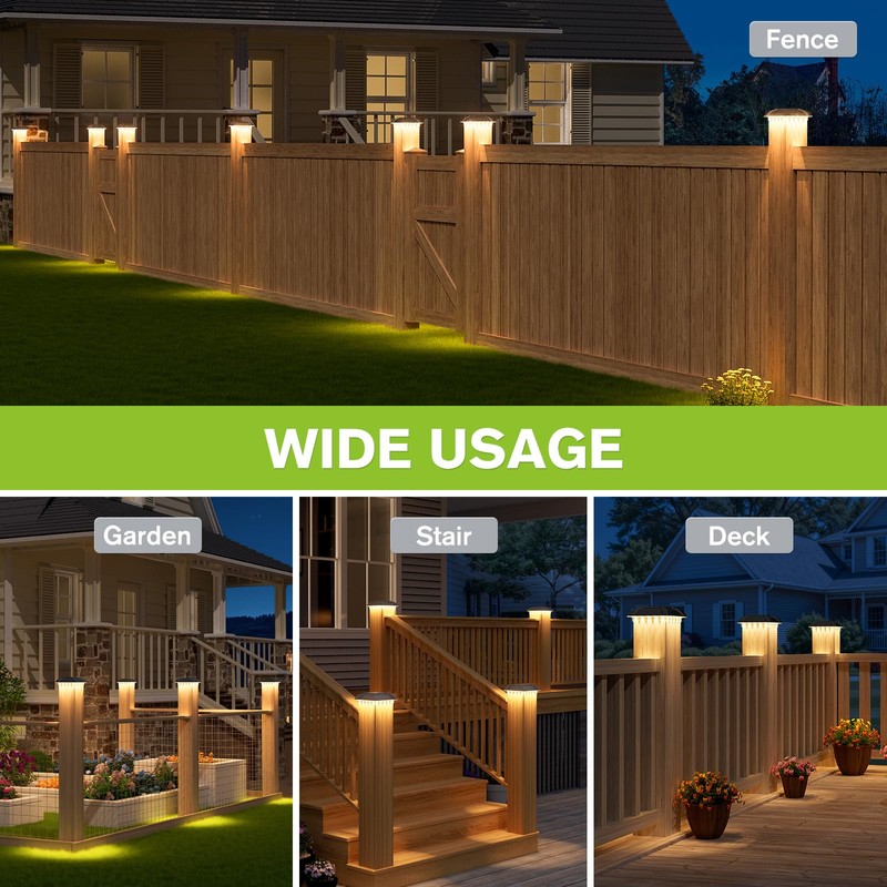 Solar Post Cap Lights Outdoor 12pack - Downward Lighting Waterproof