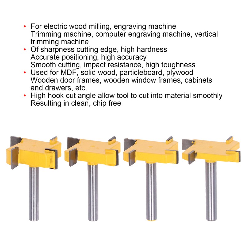 Spoilboard Surfacing Router Bit Set 4 Flute Rabbet Slot Flattening