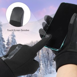 Winter Gloves Men, Waterproof Windproof Winter Gloves for Women, Non-Slip Winter Work Gloves, Winter Warm Touch Screen Gloves for Cycling, Running, Hiking, Outdoor Work (Women's Black)