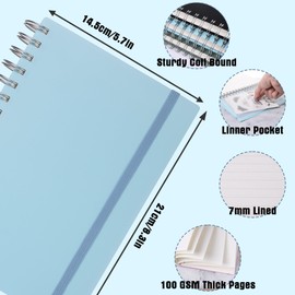 TIEFOSSI A5 Hardcover Spiral Notebook, Aesthetic Thick Journal for Women Writing, 100 GSM 300 Pages, College Ruled, for Work, School