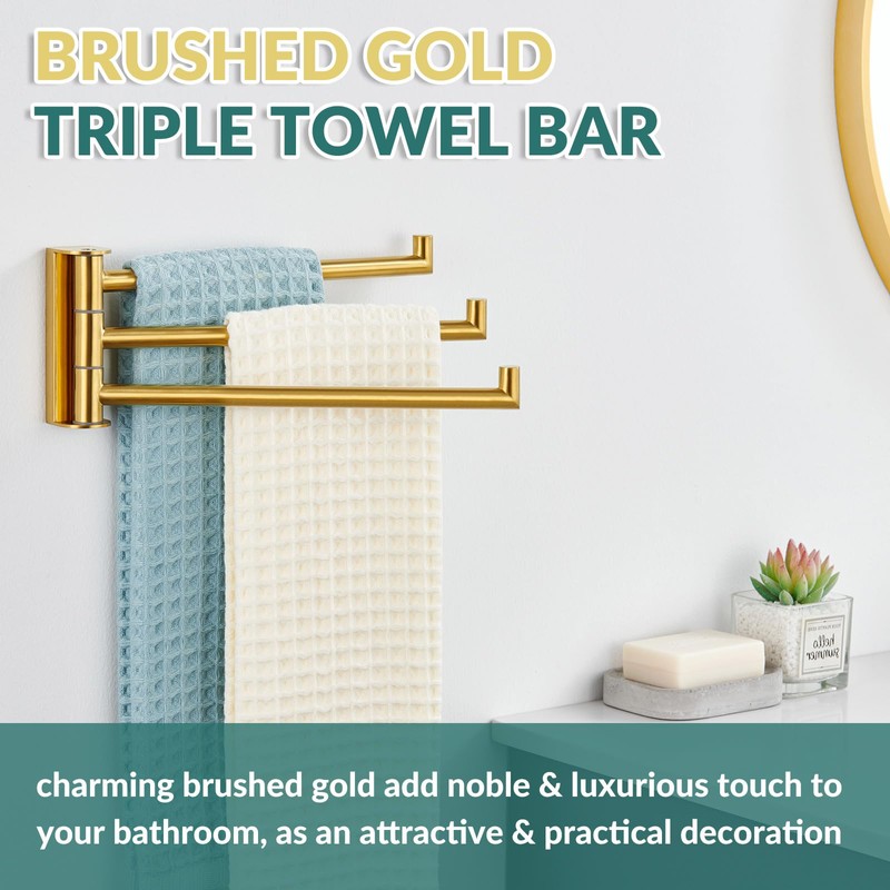 APLusee Swivel Towel Rack for Bathroom Door Wall Mounted, Swivel