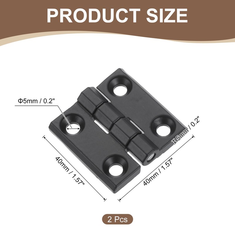 sourcing map 2Pcs Adjustable 180 Degree Hinges, 40mmx40mm Zinc Alloy