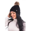 HEYO Ladies Knitted Winter Hat with Large Faux Fur Bobble