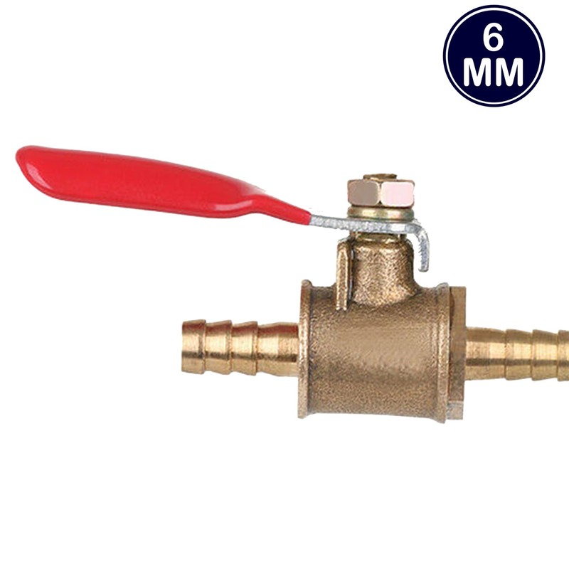 Dapetz ® Brass Ball Valve 6mm Red Lever Inline Hose