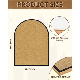 YINGXUN Self-Adhesive Arch Pin Cork Board Large 17.7" x 23.6" (Black)