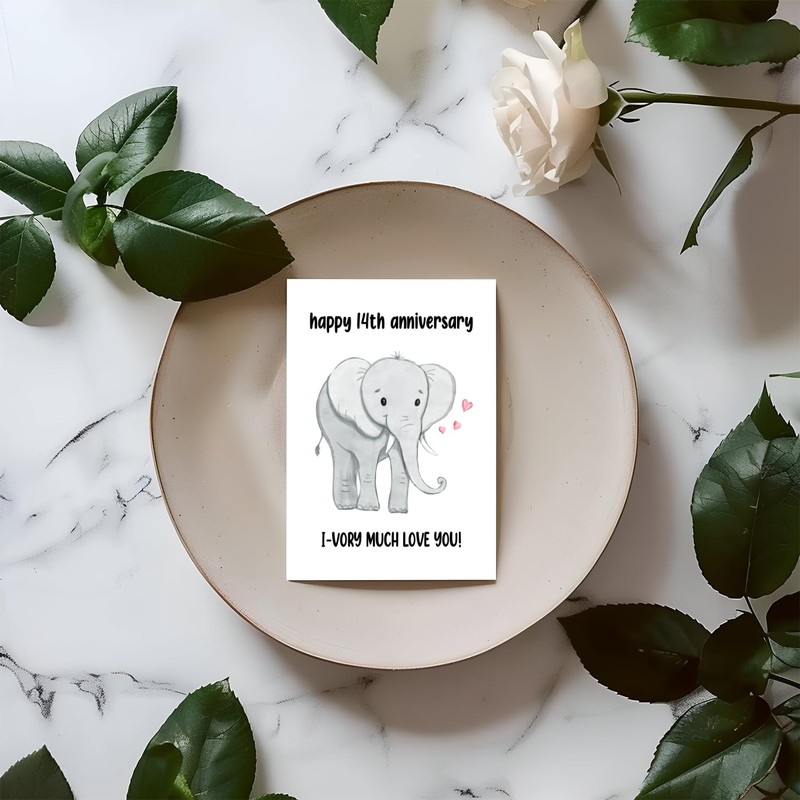 APVGifts Happy 14Th Anniversary - Pun Card - Ivory Anniversary