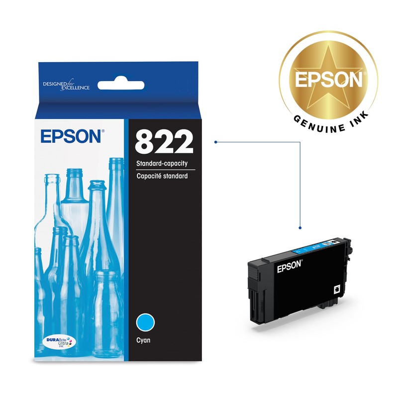 EPSON 822 DURABrite Ultra Ink Standard Capacity Cyan Cartridge (T822220-S)