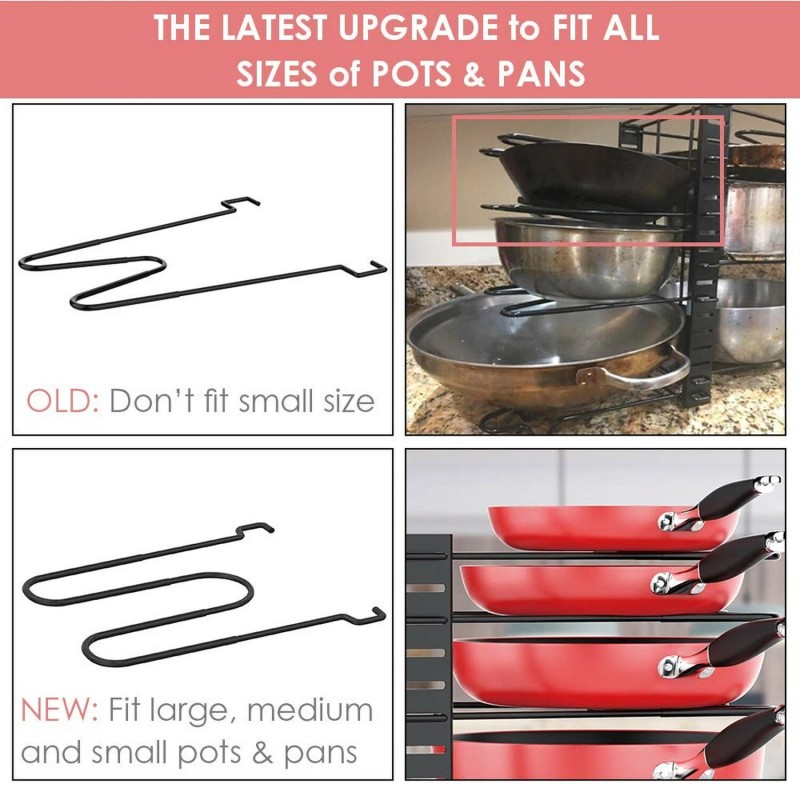 MUDEELA Pan Organizer Rack for Cabinet, Pot Rack with 3