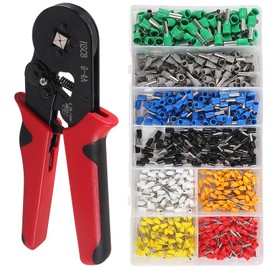 801PCS Ferrule Crimping Tool Kit, AWG23-7 Self-adjustable Ratchet Wire Crimping Tool Kit Crimper Plier Set with 800PCS Wire Terminals Crimping Connectors Wire End Ferrules Terminals