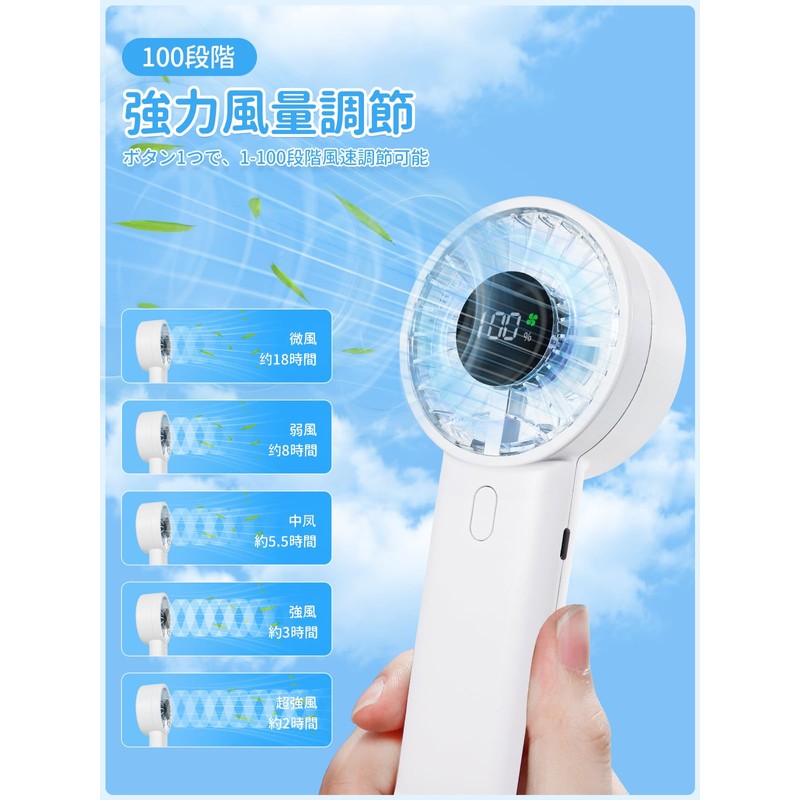 Handy Fan Cooling Plate LED Display Portable Fan Handheld Fan