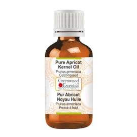 Greenwood Essential Pure Apricot Kernel Oil (Prunus armeniaca) Natural Therapeutic Grade Cold Pressed 30 ml (1 oz)