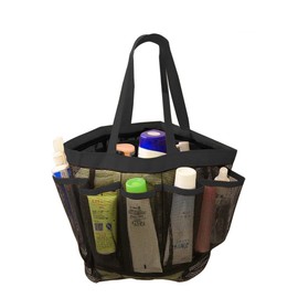 Mesh Shower Caddy,Portable Shower Tote Mesh Shower Caddy Basket Quick Dry Toiletry Organiser with 8 Pockets and Carry Handle for Gym Travel Swim Camp Bathroom Black
