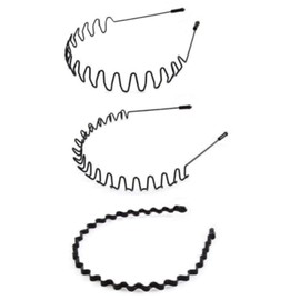 YINKE Men's Hair Headband, 3-piece Set, Black, Springs, Wave Shape, Bangs, Hair Ornament, Anti-Slip, Painless, Sports, Makeup, Facial Cleansing, Stylish, Simple, Unisex