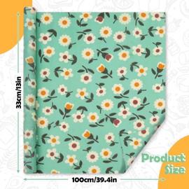 Sekonow Beeswax Wraps for Food, Large 39.4’’ x 13’’ Beeswax Wrap Roll, Reusable Beeswax Paper Food Wrap for Bread Sandwich Wrapper Bowl Covers, White Flower
