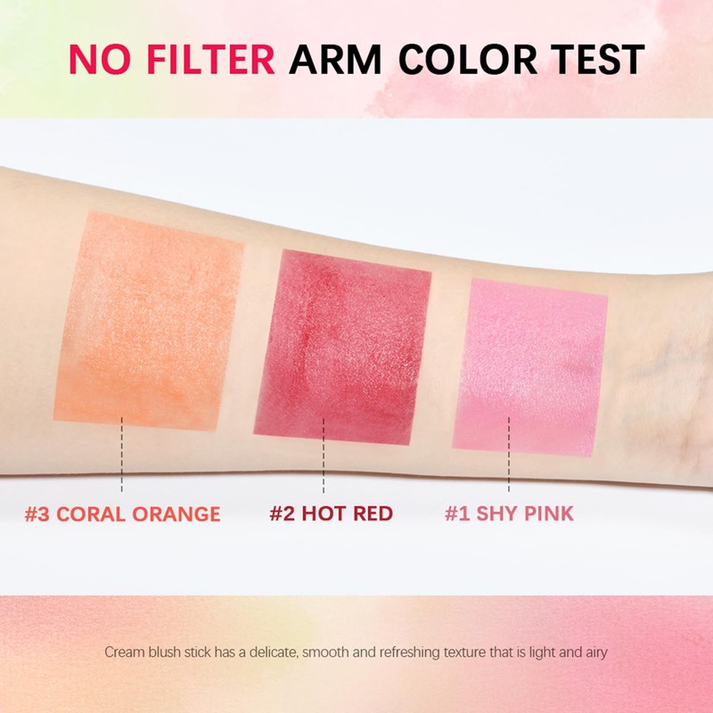 VIDIND Cream Stick Blush, 3-in-1 Multi-Purpose Blush for Cheeks, Eyes