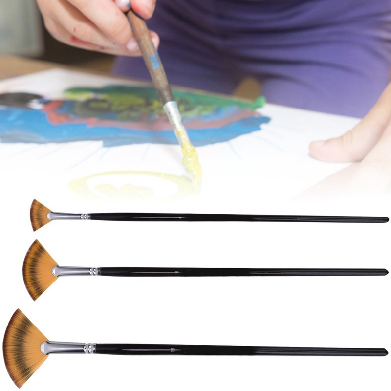 Painting Brush Nylon Hair Birch Handle Fan shape Gouache Watercolor