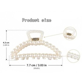 2Pcs White Large Hair Clip for Thick Hair, Girls Hair Clips Claw,Big Hair Clips Hair Claws for Thin Hair, Faux Pearl Claw Clips,Neutral r Large Jaw