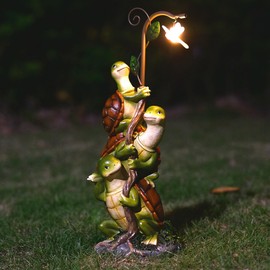CONDAUPH Turtle Figurine Garden Decor, Solar Turtle Outdoor Statue, Funny Turtle Gift Sculpture Decoration for Home Patio Yard Lawn Porch Ornament