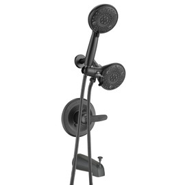 Ultrimkit 5" Dual Shower Faucet Compatible with Delta 13/14 Series Tub Trim Kit, High Pressure Round Rain Shower Head& Handheld Set Faucet System, Matte Black (Valve& Catridge Not Inclued)