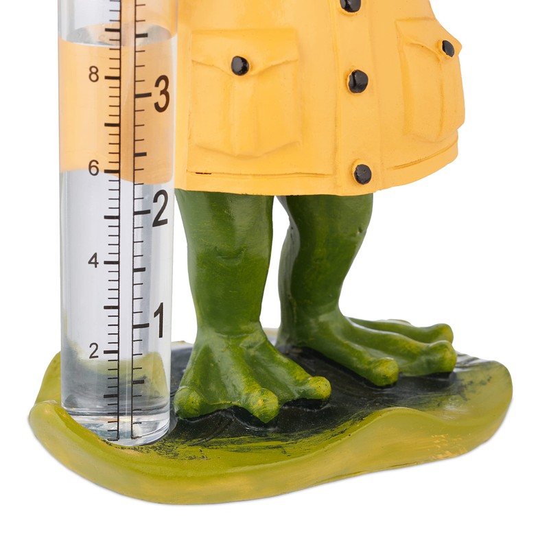 Relaxdays Rain Gauge Frog Weather Resistant Analogue Rain Indicator H