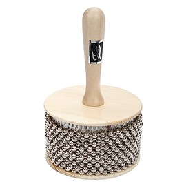 Fame Standard Cabasa 4 inch, 11 cm, High-Quality Wood Shaker, Natural Colour, Stainless Steel Cylinder, Steel Ball Chains, Robust, Handy, 3 Year Warranty, 30 Days Return Policy