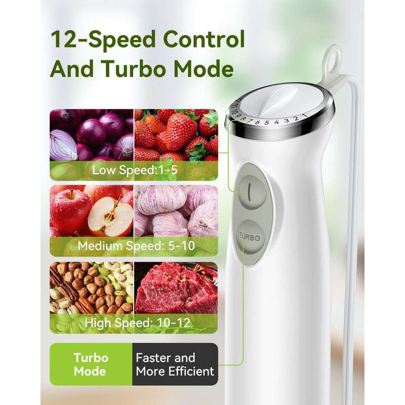 Immersion Blender Handheld 5 in 1 Hand Blender, 1000W Hand