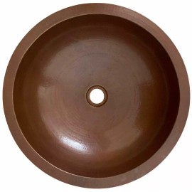 Unbranded CPS08 18" Round Copper Bathroom Sink Mexican Hand Hammered Dual Mount Brown