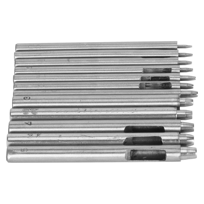 12pcs Leather Hole Punch Cutter 0.5‑5mm Hollow Punch Set for
